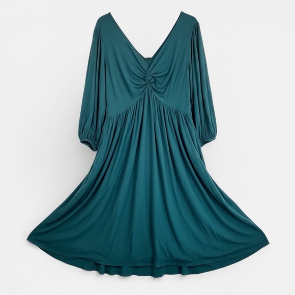 torrid Dresses & Skirts - Torrid Teal Knot Front Baby doll Mini Dress Balloon Sleeve Size 2